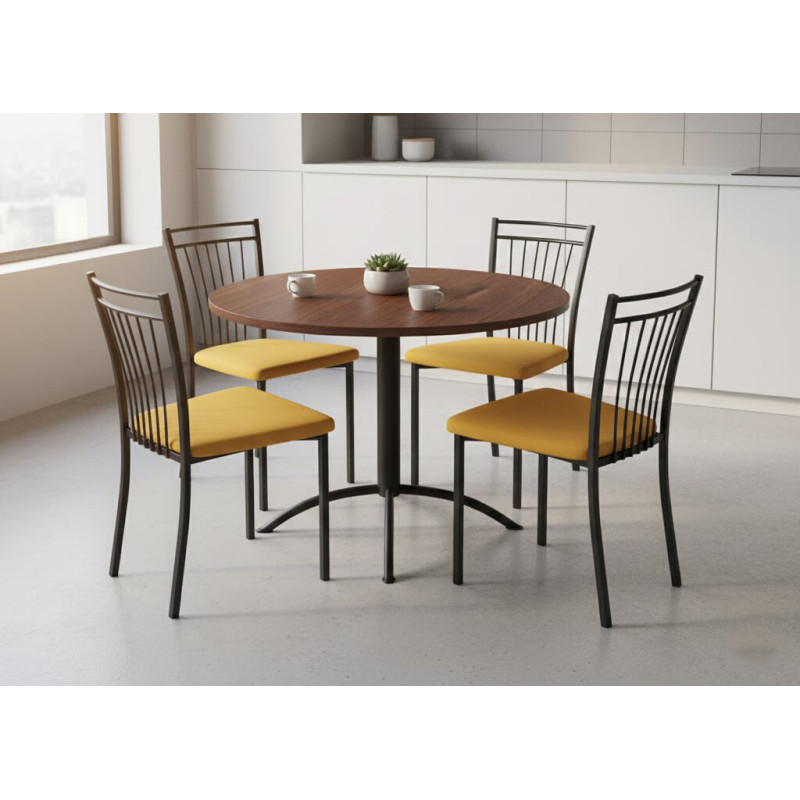 TABLE DE CUISINE RONDE PIEDS CENTRAL LASER FIXE