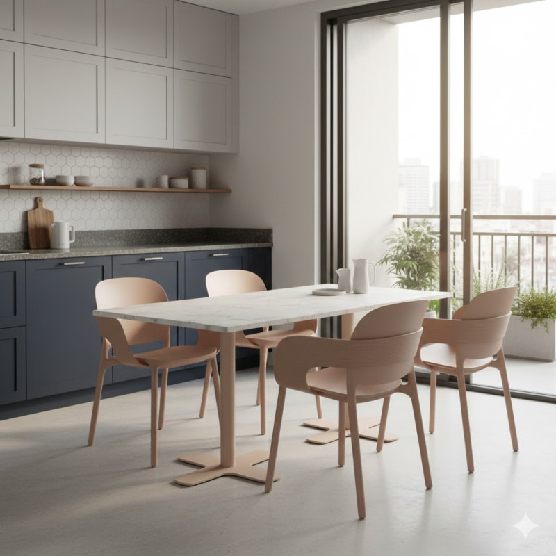 TABLE CONTEMPORAINE RECTANGULAIRE PIEDS CENTRAL SPINNER2 HT 75 CM