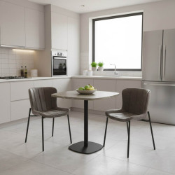 TABLE EN STRATIFIÉ CIRCA CARRÉE ANGLES ARRONDIS HT 75 CM