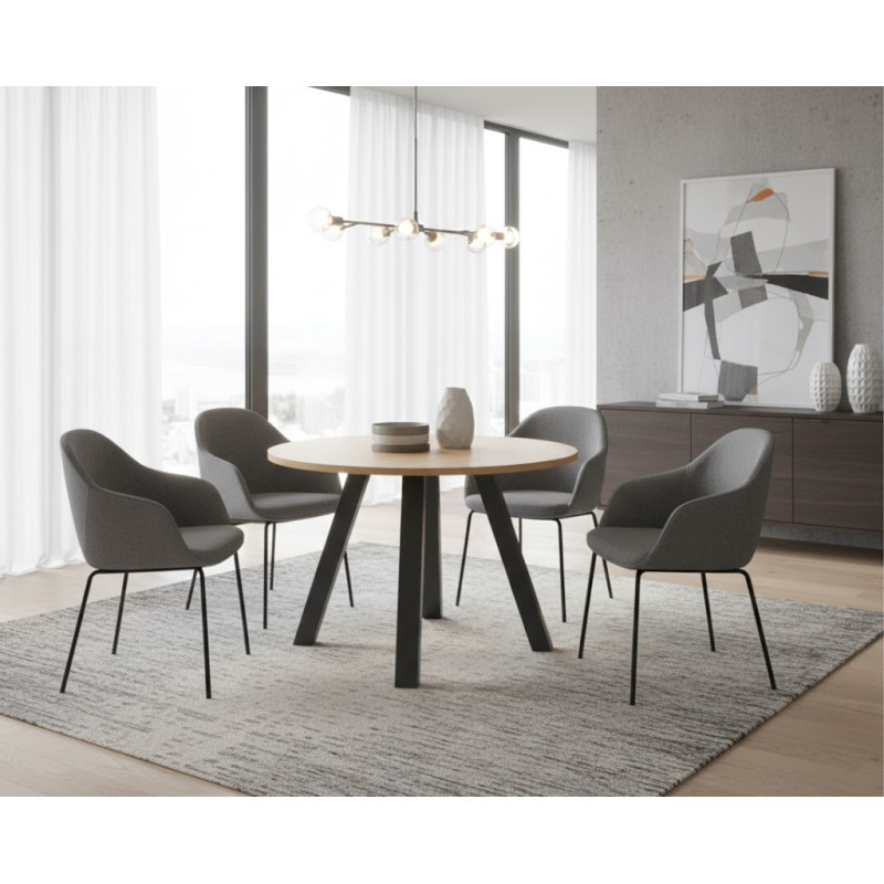 TABLE DE CUISINE RONDE EN STRATIFIÉ PIEDS CENTRAL VÉNÉTO