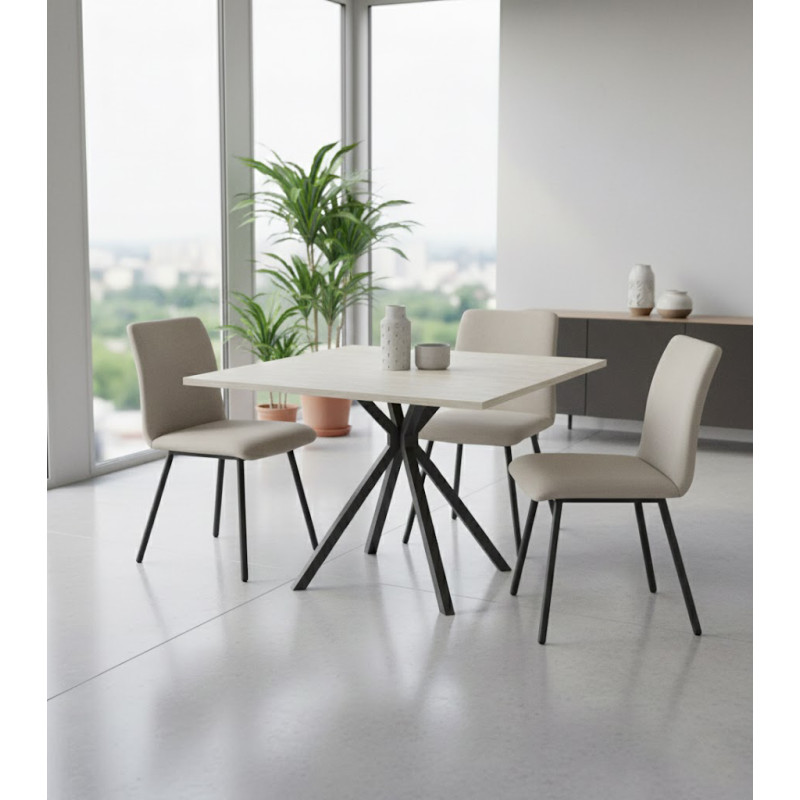 TABLE CARRÉE PIEDS CENTRAL EN STRATIFIÉ ONYX