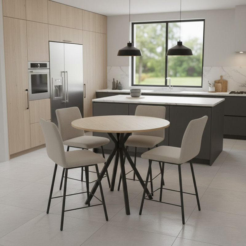 TABLE RONDE SNACK EN STRATIFIÉ PIEDS CENTRAL ONYX