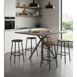 TABLE SNACK CARRÉE PIEDS CENTRAL EN STRATIFIÉ ONYX