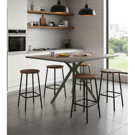 TABLE SNACK CARRÉE PIEDS CENTRAL EN STRATIFIÉ ONYX