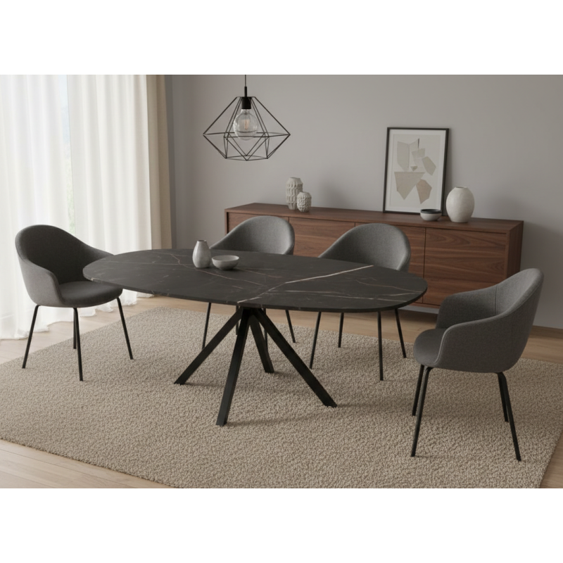 PETITE TABLE DE CUISINE OVALE EN STRATIFIÉ ONYX