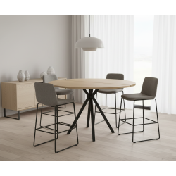 TABLE SNACK RONDE EXTENSIBLE CONTEMPORAINE ONYX