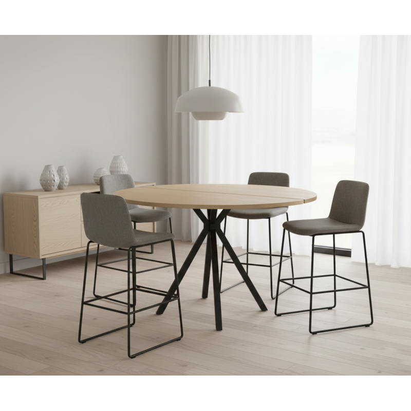 TABLE SNACK RONDE EXTENSIBLE CONTEMPORAINE ONYX