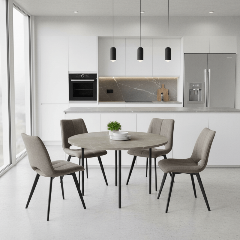 PETITE TABLE DE CUISINE RONDE EN STRATIFIÉ BASIC