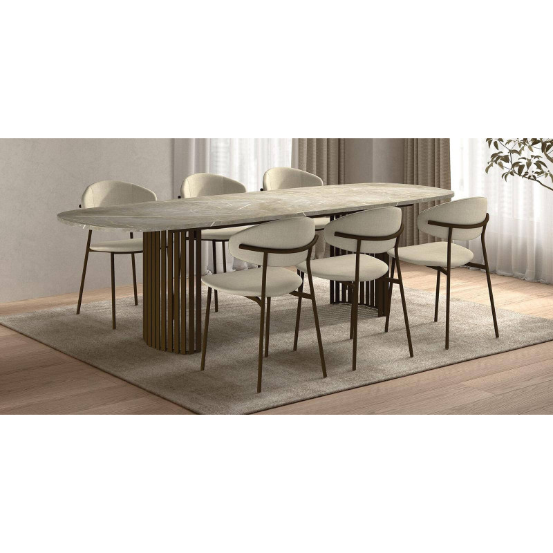 TABLE EXTENSIBLE RECTANGULAIRE ANGLES ARRONDIS CANVAS