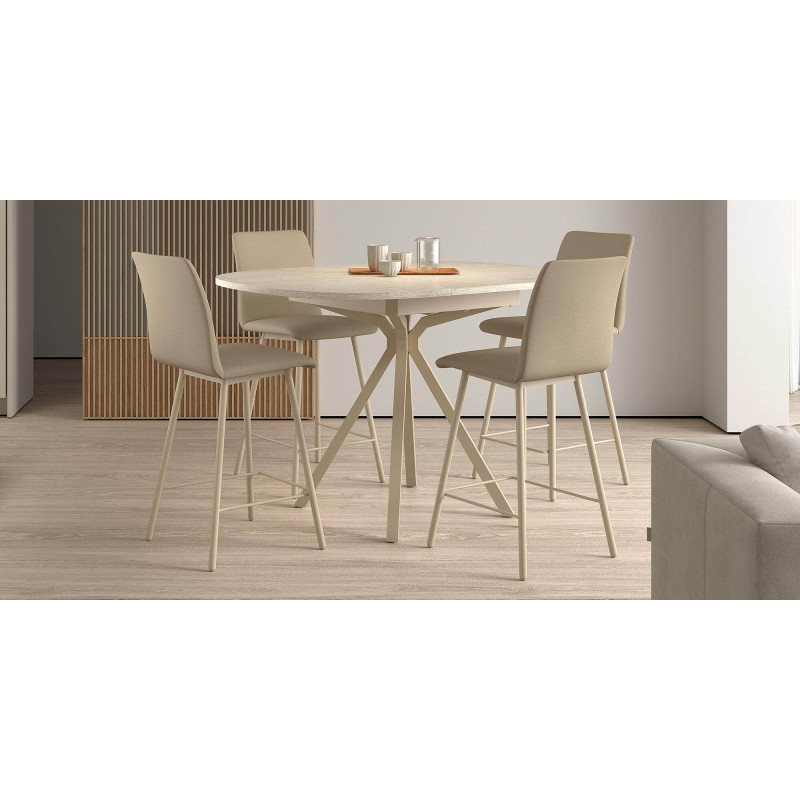 TABLE SNACK CARRÉE ANGLES ARRONDIS PIEDS CENTRAL ONYX