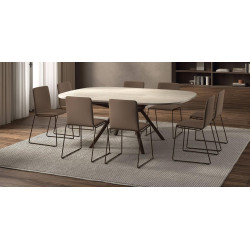 GRANDE TABLE CARRÉE ANGLES ARRONDIS EXTENSIBLE ONYX
