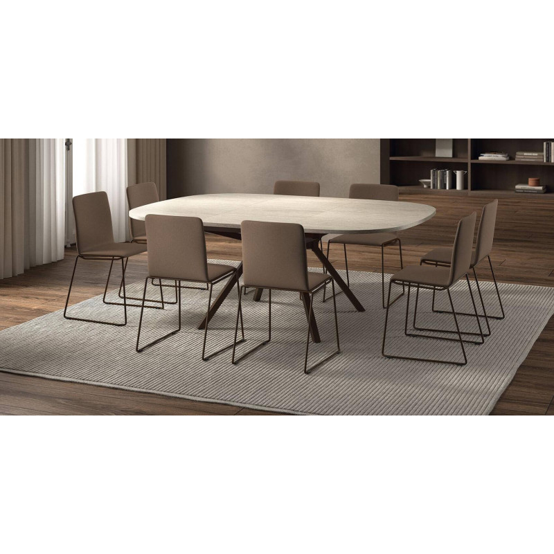 GRANDE TABLE CARRÉE ANGLES ARRONDIS EXTENSIBLE ONYX
