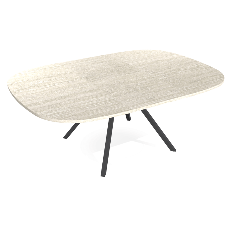 GRANDE TABLE CARRÉE ANGLES ARRONDIS EXTENSIBLE ONYX