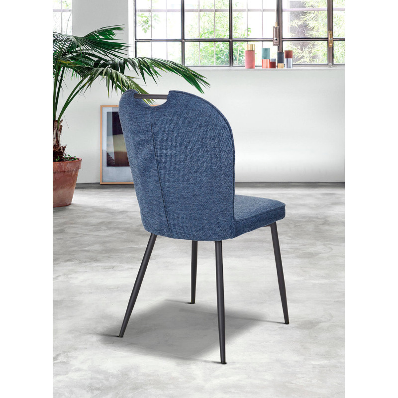 CHAISE EN TISSU A POIGNÉE LILA bleu marine