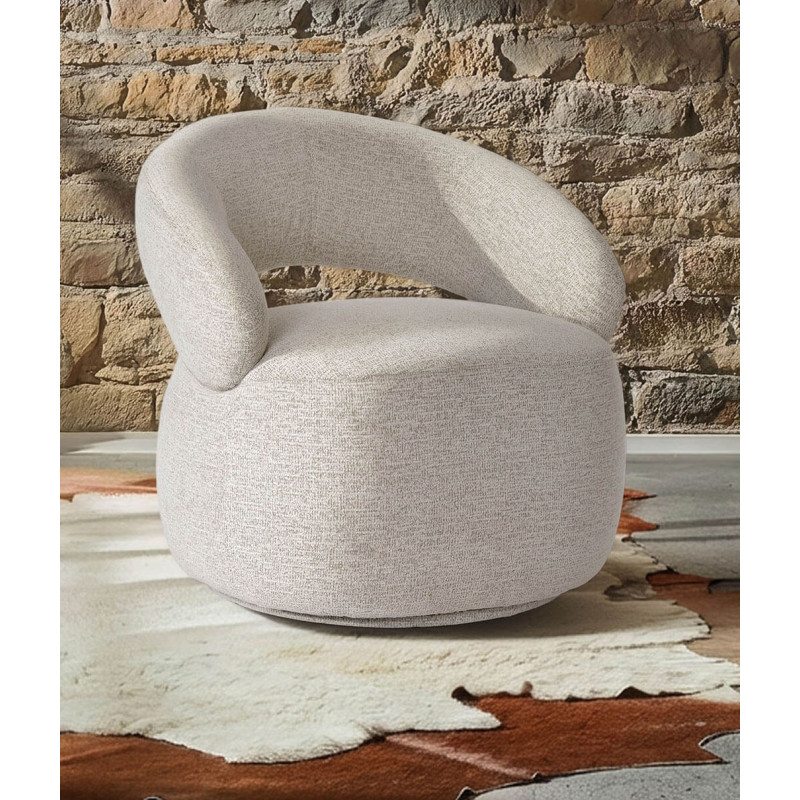 FAUTEUIL LOUNGE ROND EN TISSU PIVOTANT LIONEL