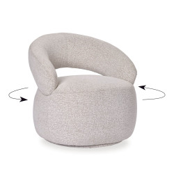 FAUTEUIL LOUNGE ROND EN TISSU PIVOTANT LIONEL