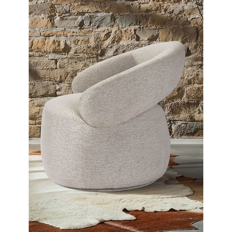 FAUTEUIL LOUNGE ROND EN TISSU PIVOTANT LIONEL