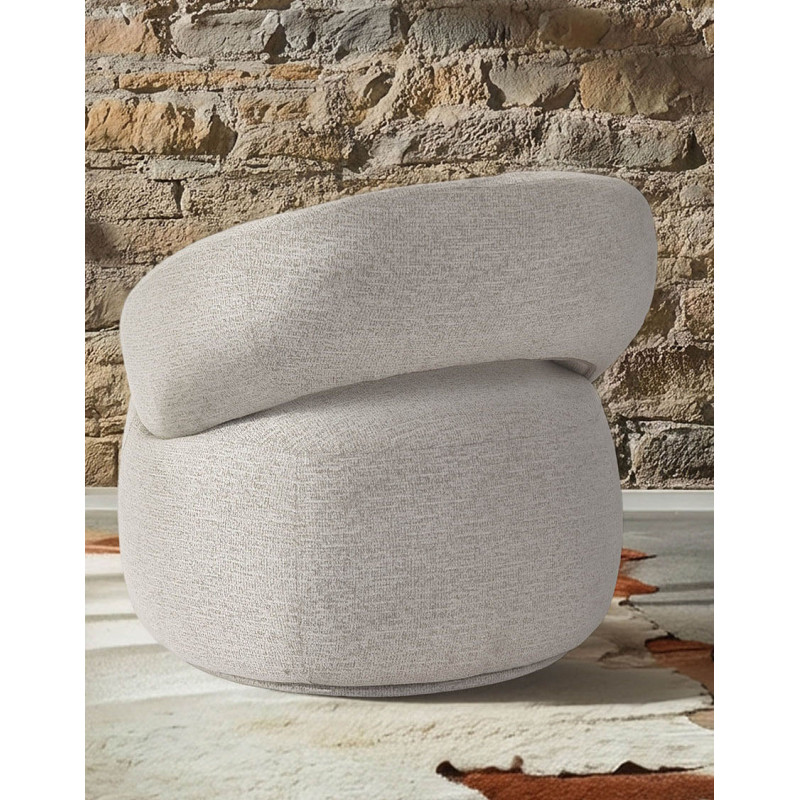 FAUTEUIL LOUNGE ROND EN TISSU PIVOTANT LIONEL