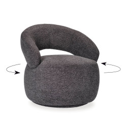 FAUTEUIL LOUNGE ROND EN TISSU PIVOTANT LIONEL