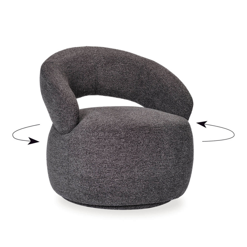 FAUTEUIL LOUNGE ROND EN TISSU PIVOTANT LIONEL