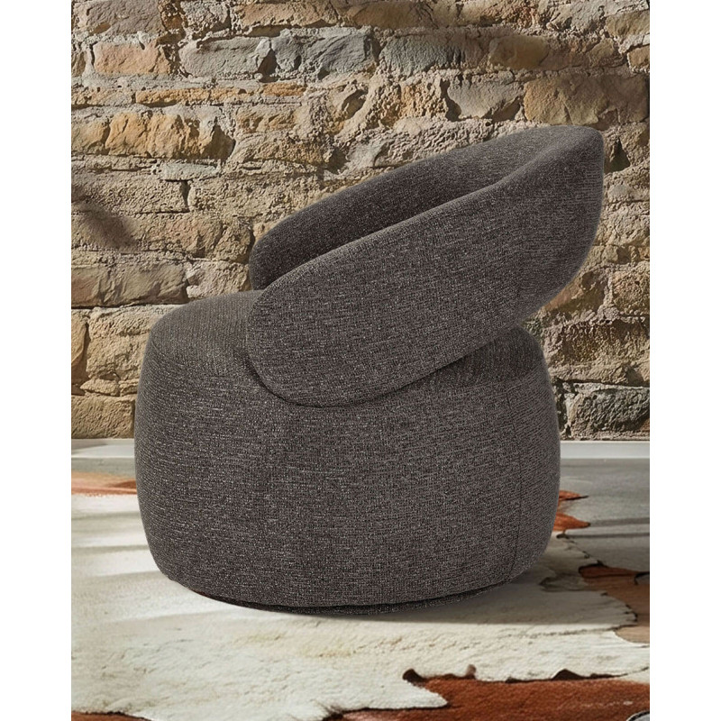FAUTEUIL LOUNGE ROND EN TISSU PIVOTANT LIONEL