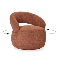 FAUTEUIL LOUNGE ROND EN TISSU PIVOTANT LIONEL