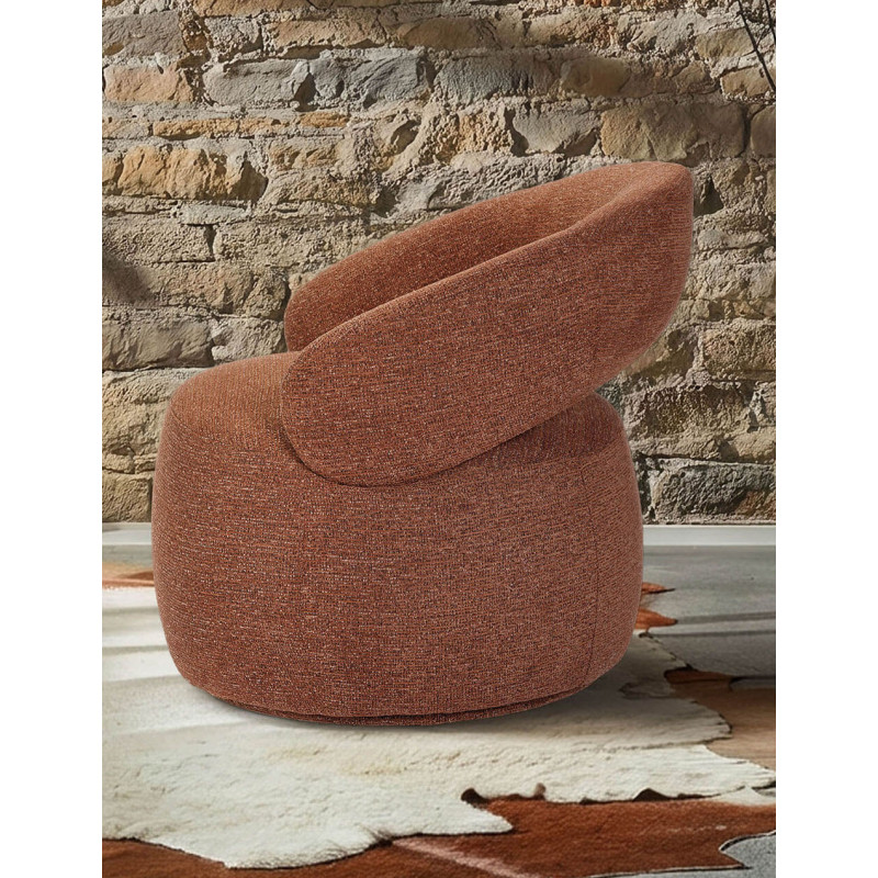 FAUTEUIL LOUNGE ROND EN TISSU PIVOTANT LIONEL