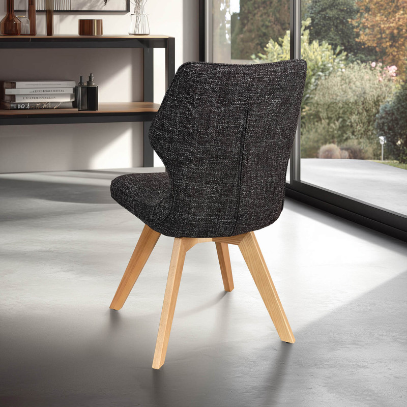 CHAISE PIEDS BOIS ET TISSU PIVOTANTE JULIA