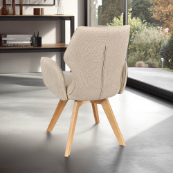 FAUTEUIL PIEDS BOIS ET TISSU PIVOTANT JULIA