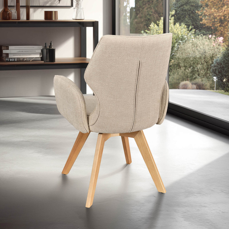 FAUTEUIL PIEDS BOIS ET TISSU PIVOTANT JULIA