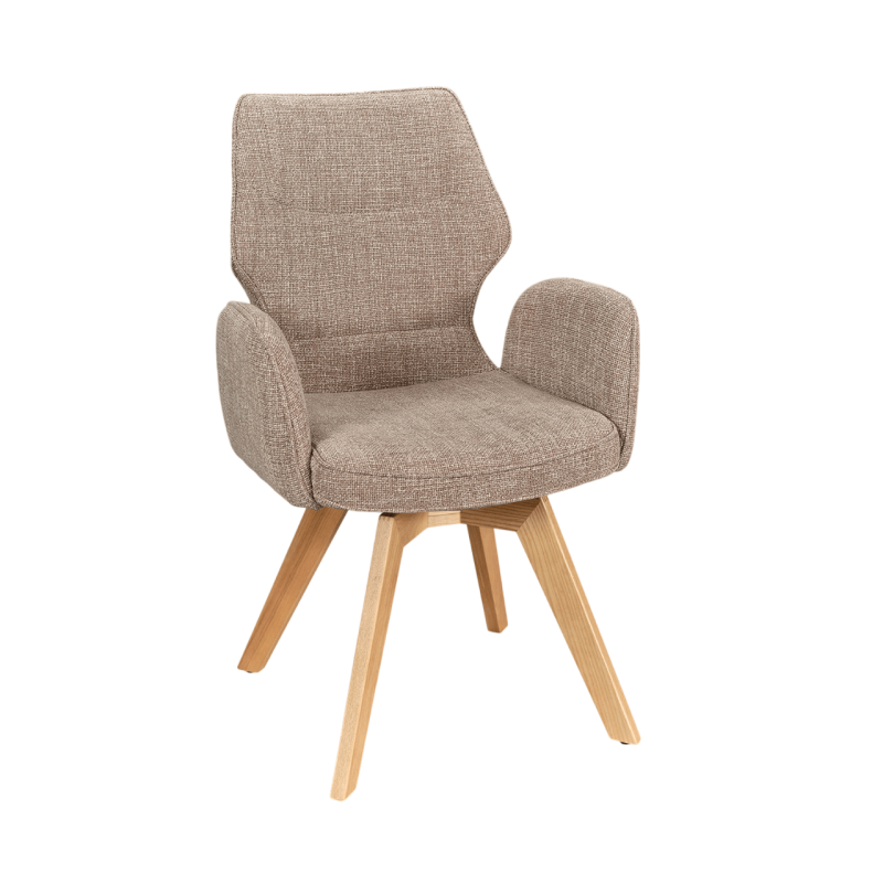 FAUTEUIL PIEDS BOIS ET TISSU PIVOTANT JULIA