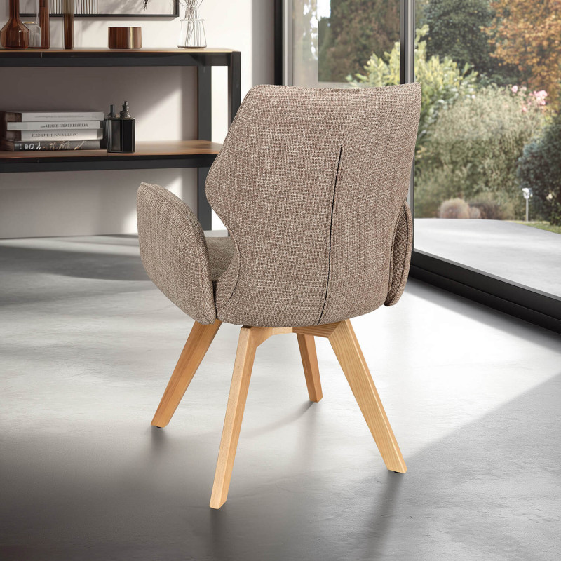 FAUTEUIL PIEDS BOIS ET TISSU PIVOTANT JULIA