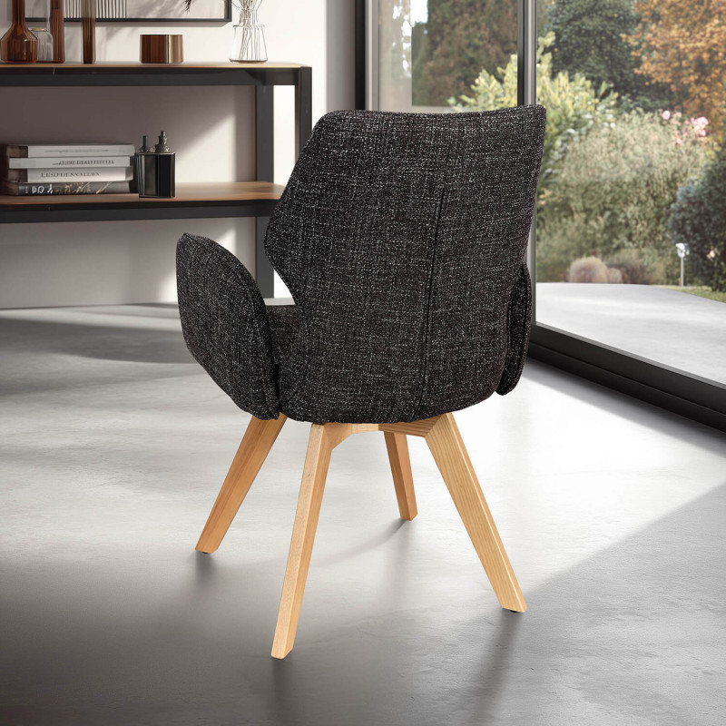 FAUTEUIL PIEDS BOIS ET TISSU PIVOTANT JULIA