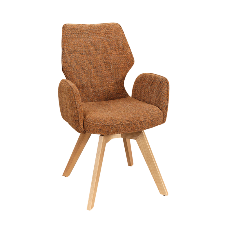 FAUTEUIL PIEDS BOIS ET TISSU PIVOTANT JULIA