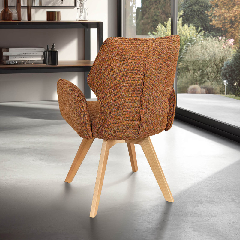 FAUTEUIL PIEDS BOIS ET TISSU PIVOTANT JULIA