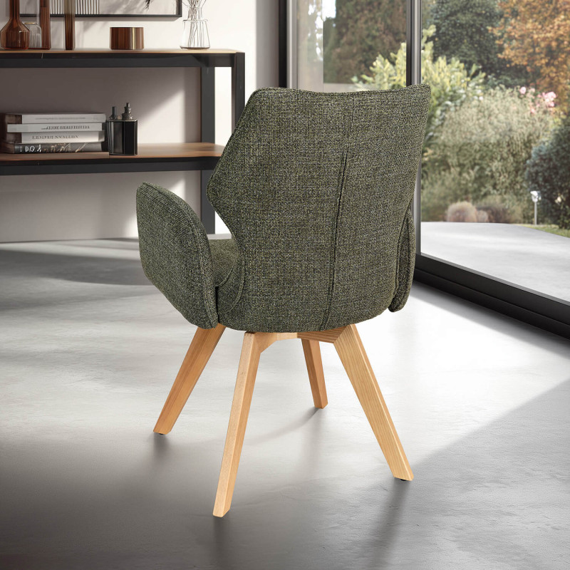 FAUTEUIL PIEDS BOIS ET TISSU PIVOTANT JULIA
