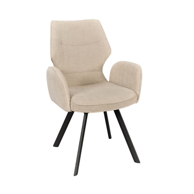FAUTEUIL PIEDS METAL ET TISSU PIVOTANT JULIA