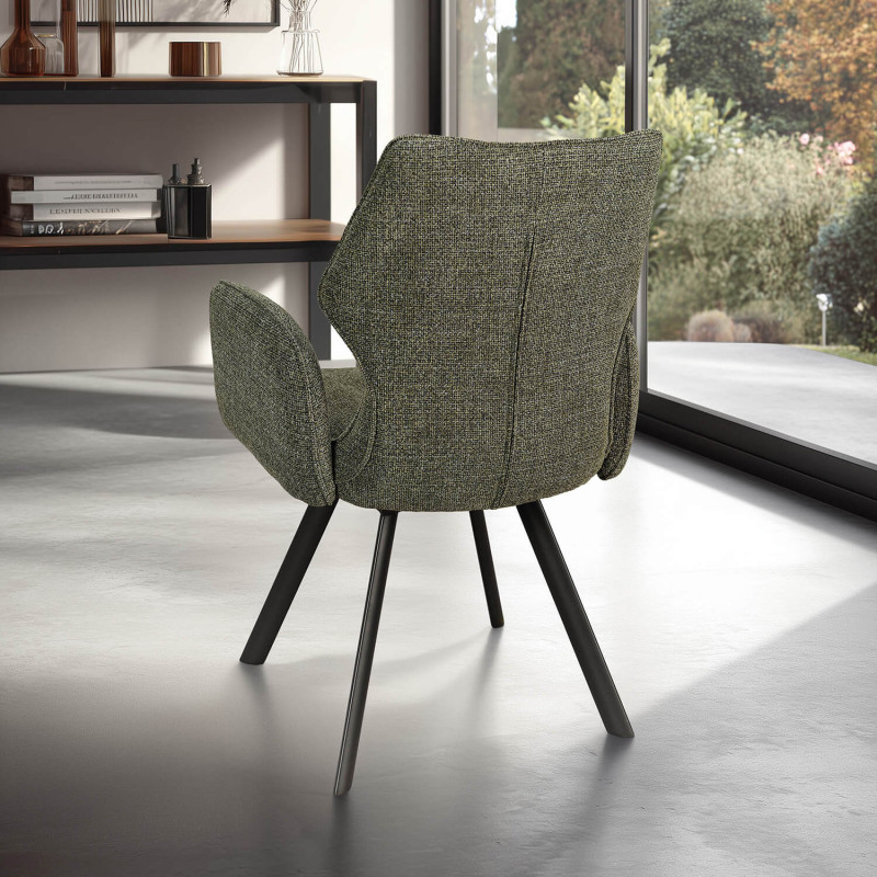 FAUTEUIL PIEDS METAL ET TISSU PIVOTANT JULIA