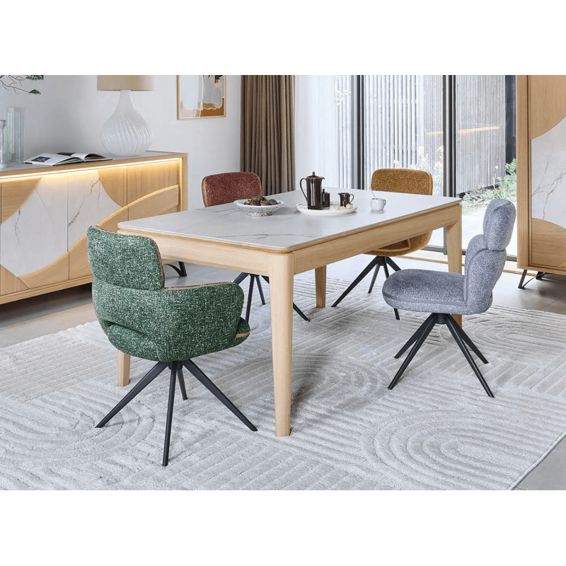 TABLE EN BOIS ET CÉRAMIQUE EXTENSIBLE RIVIERA