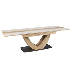 TABLE SUPER EXTENSIBLE EN CÉRAMIQUE ET BOIS MINÉRALE