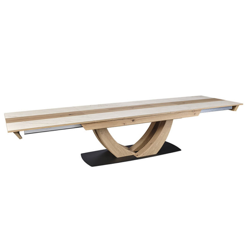 TABLE SUPER EXTENSIBLE EN CÉRAMIQUE ET BOIS MINÉRALE