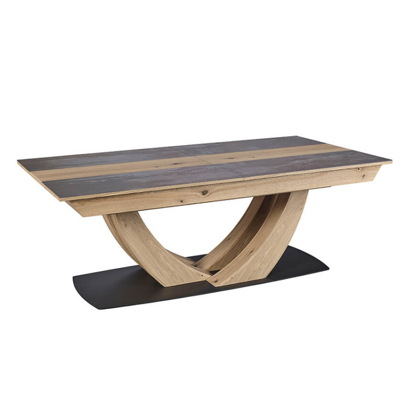 TABLE SUPER EXTENSIBLE EN CÉRAMIQUE ET BOIS MINÉRALE