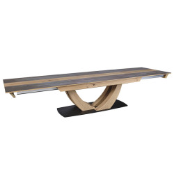 TABLE SUPER EXTENSIBLE EN CÉRAMIQUE ET BOIS MINÉRALE