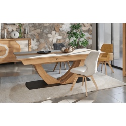 TABLE SUPER EXTENSIBLE EN CÉRAMIQUE ET BOIS MINÉRALE