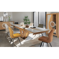 TABLE SUPER EXTENSIBLE EN CÉRAMIQUE ET BOIS MINÉRALE