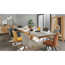 TABLE SUPER EXTENSIBLE EN CÉRAMIQUE ET BOIS MINÉRALE