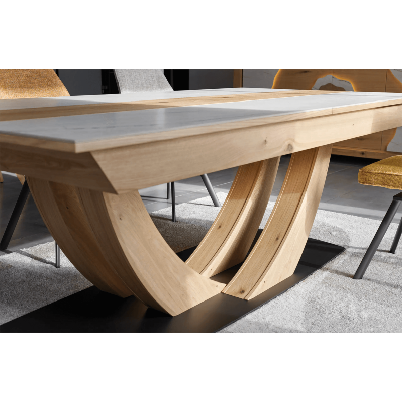 TABLE SUPER EXTENSIBLE EN CÉRAMIQUE ET BOIS MINÉRALE