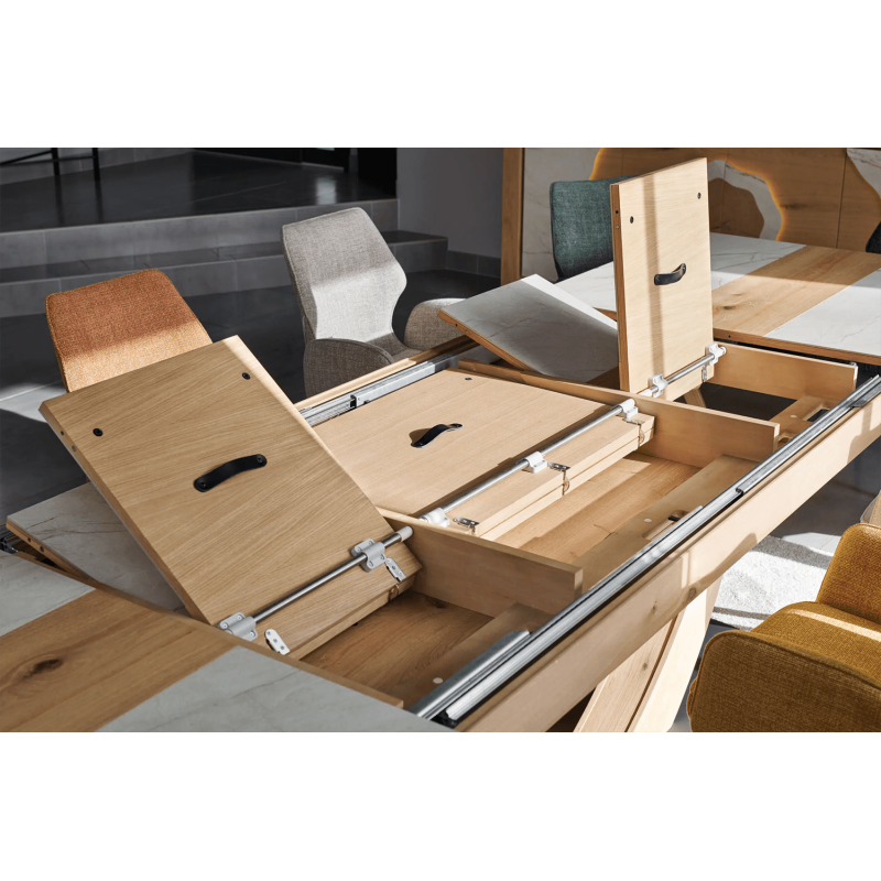 TABLE SUPER EXTENSIBLE EN CÉRAMIQUE ET BOIS MINÉRALE