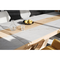 TABLE SUPER EXTENSIBLE EN CÉRAMIQUE ET BOIS MINÉRALE