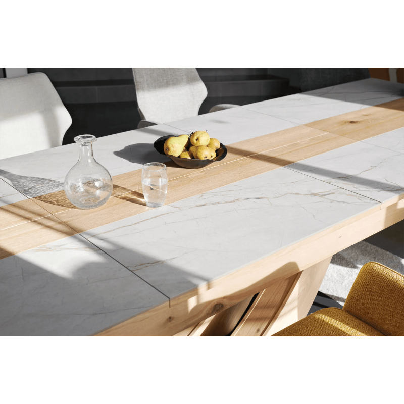 TABLE SUPER EXTENSIBLE EN CÉRAMIQUE ET BOIS MINÉRALE